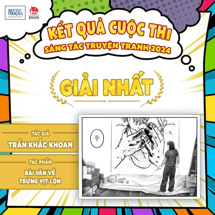 Bài văn về trứng vịt lộn giành giải nhất sáng tác truyện tranh, sang Pháp dự liên hoan - Ảnh 1.